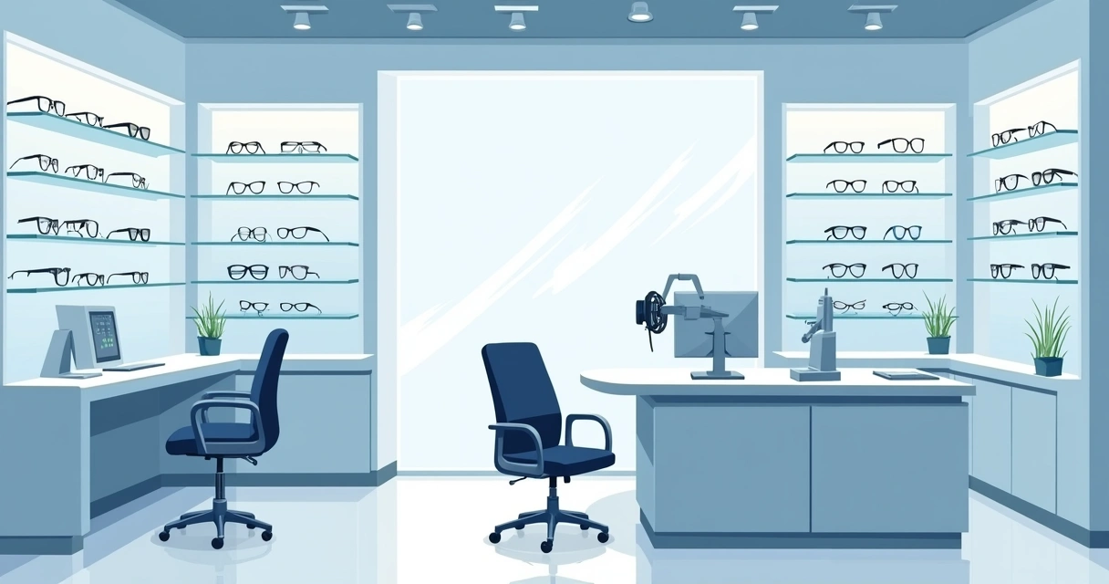 Sala de exames de ótica com equipamentos modernos