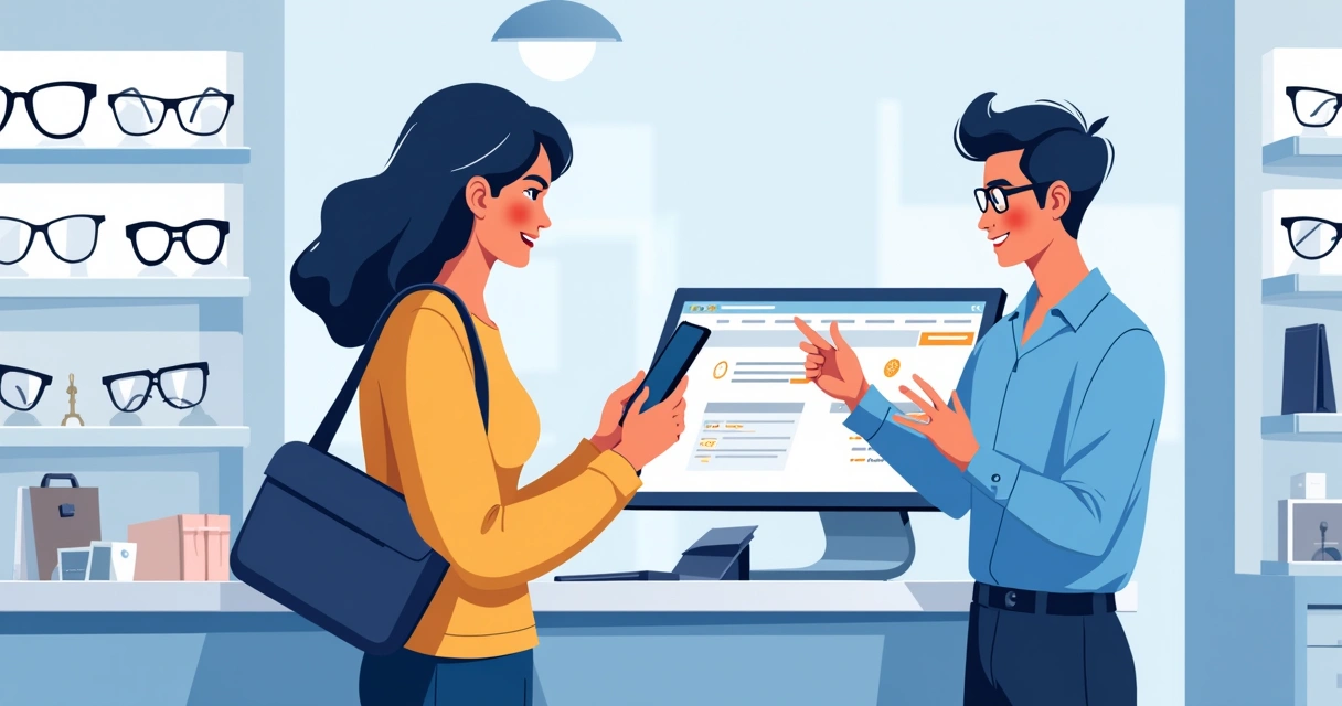 Cliente consultando garantia pelo celular em ótica