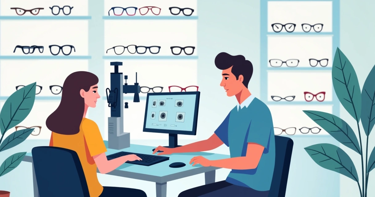 Cliente realizando exame ocular em ótica