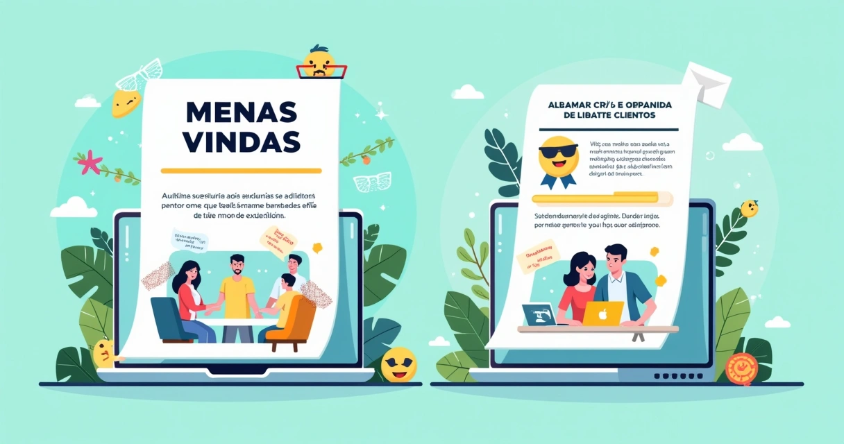 Ilustração de tela de computador com e-mails personalizados, incluindo boas-vindas e dicas sobre óculos.