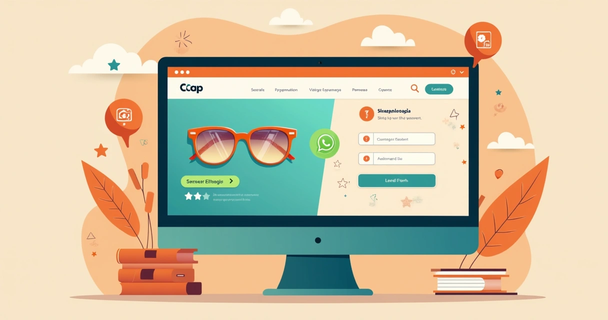 Landing page de ótica otimizada mostrando produto e botão de WhatsApp