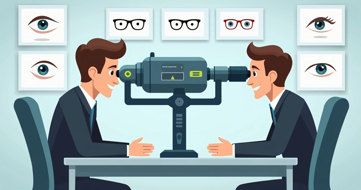 Pupilômetro digital sendo usado em um cliente para medir dnp