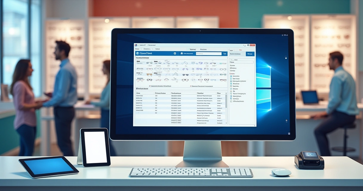 Interface de software de gestão de ótica em computador